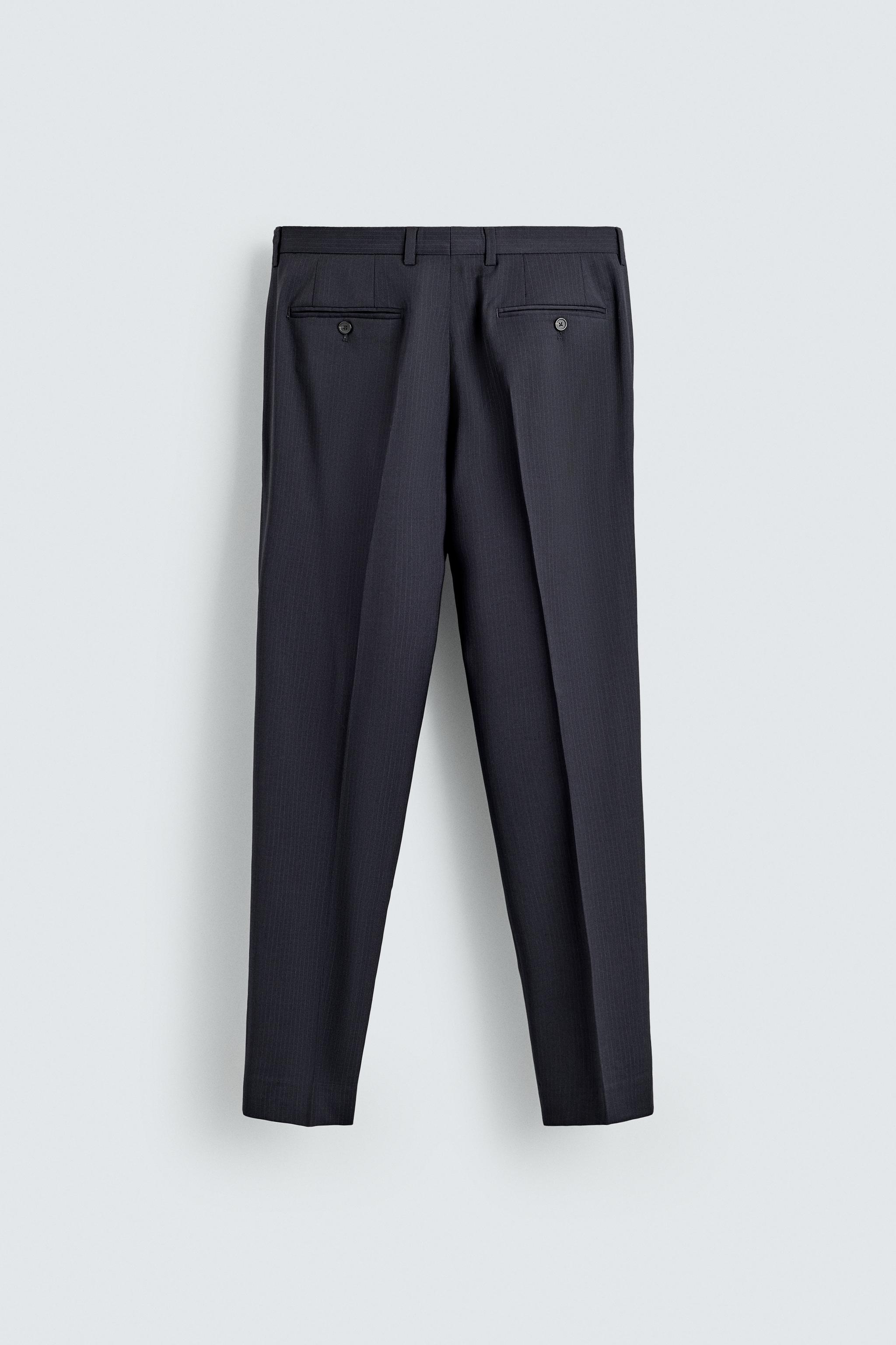 PANTALON DE COSTUME À RAYURES 100% LAINE